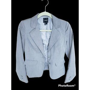 My Michelle Womens Small Grey Blazer Business Formal Suit Jacket Padded Shoulder